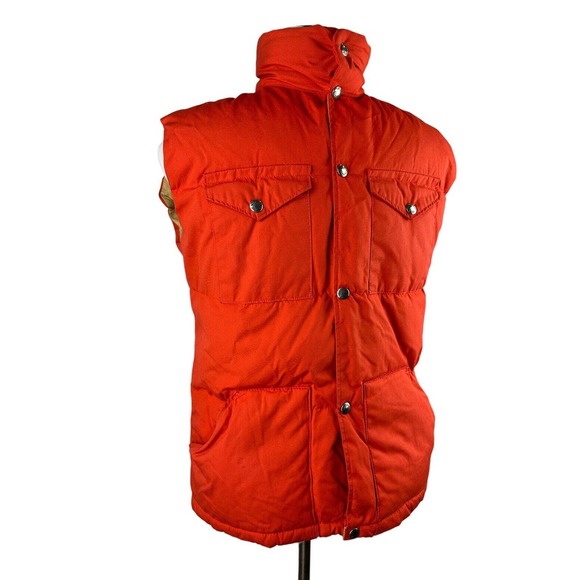 Vintage 80's The North Face Puffer Snap Front Vest Orange Medium H14145 *Flawed* - Picture 4 of 16